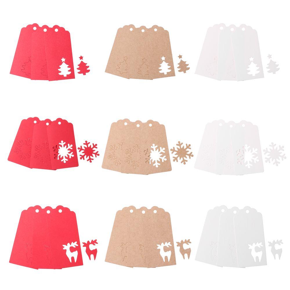 50pcs DIY Crafts Xmas Tree Hanging Christmas Card Label Kraft Paper Tags Snowflake Thanks Tag
