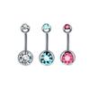G23 Titanium Zircon Navel Ring: Internally Threaded F136 Alloy with Double Ball Diamond Design Piercing Jewelry.