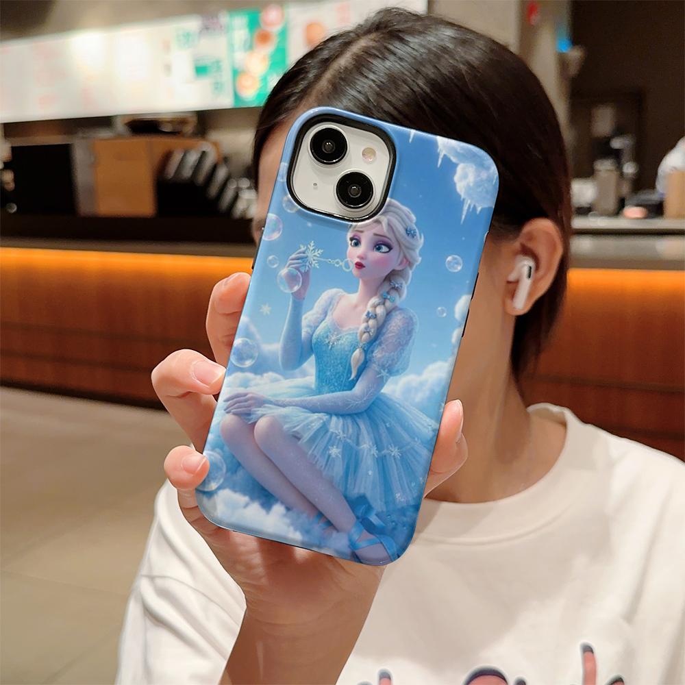 Frozen Elsa Double Layer Phone Case, Compatible with iPhone X/SE/7/8/11/12/13/14/15/16/17 Pro Max Plus