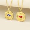 Nidin New Trendy Square Shape Evil Eye Charm Pendant Necklace For Women Men Copper Shiny Crystal Zircon Clavicle Chain Jewelry