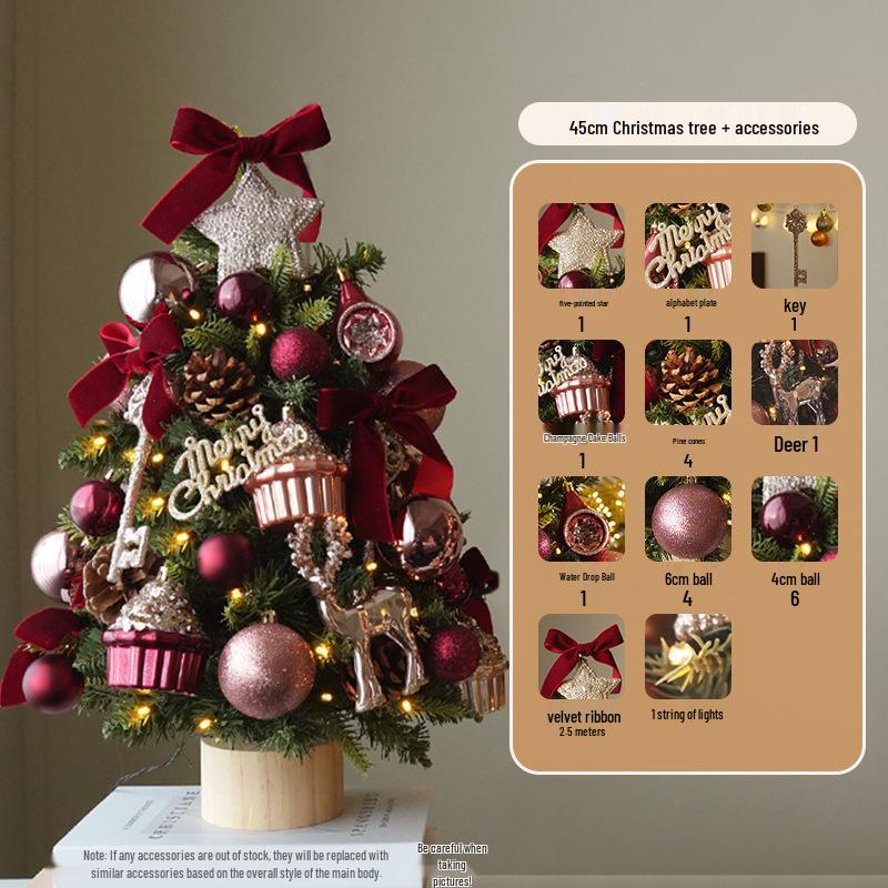 Mini Deer Christmas Tree Set: Festive Desktop and Cake Ornaments
