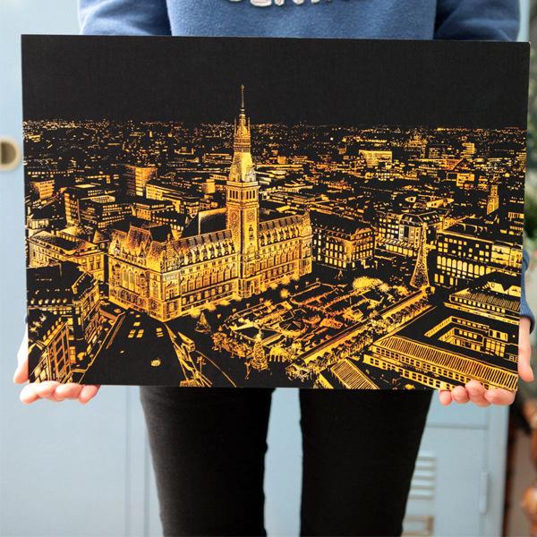 Korean City Night View Scratch Painting Book
