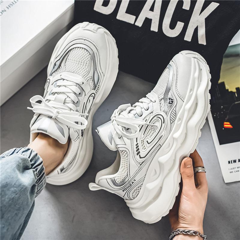 

Европейская станция мужская обувь мода дышащая сетка белые туфли тренд толстая подошва короткие увеличение высоты спортивная обувь для папы 39