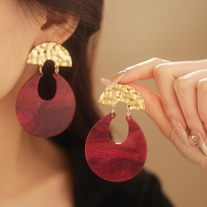 Silver Needle Diamond Teardrop Pendant Stud Earrings - Vintage Luxury Design