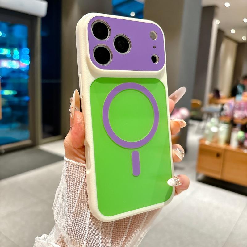 Macaron Contrast Voor MagSafe Opladen Telefoonhoesje Voor iPhone 17 16 15 14 13 Pro Max Volledige Camera Bescherming Schokbestendige Hoes iPhone 15