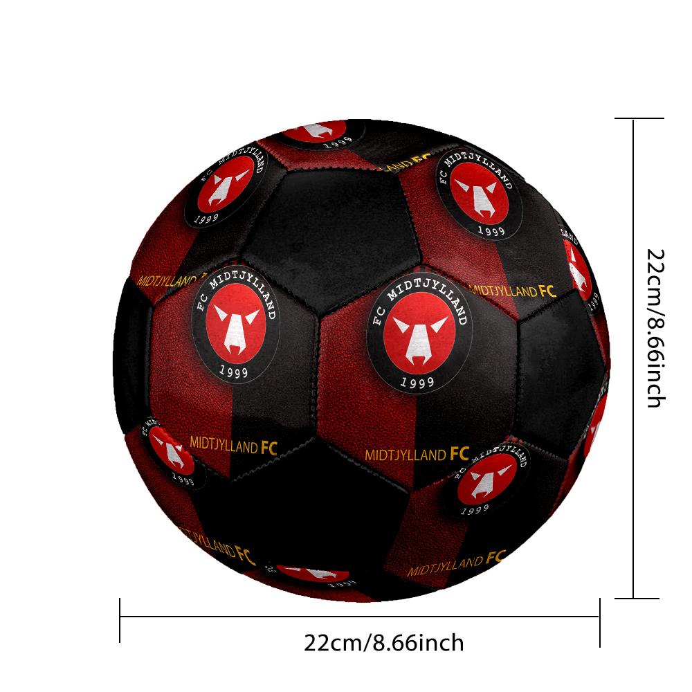 SIZE 5 FC Midtjylland Soccer Ball Colorful All Ages Machine Stitched PVC Competition Ready Durable High-Bounce