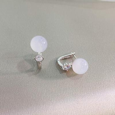 White Chalcedony Zircon Earrings for Women High-end Chinese Cool and Elegant Niche Design Earrings