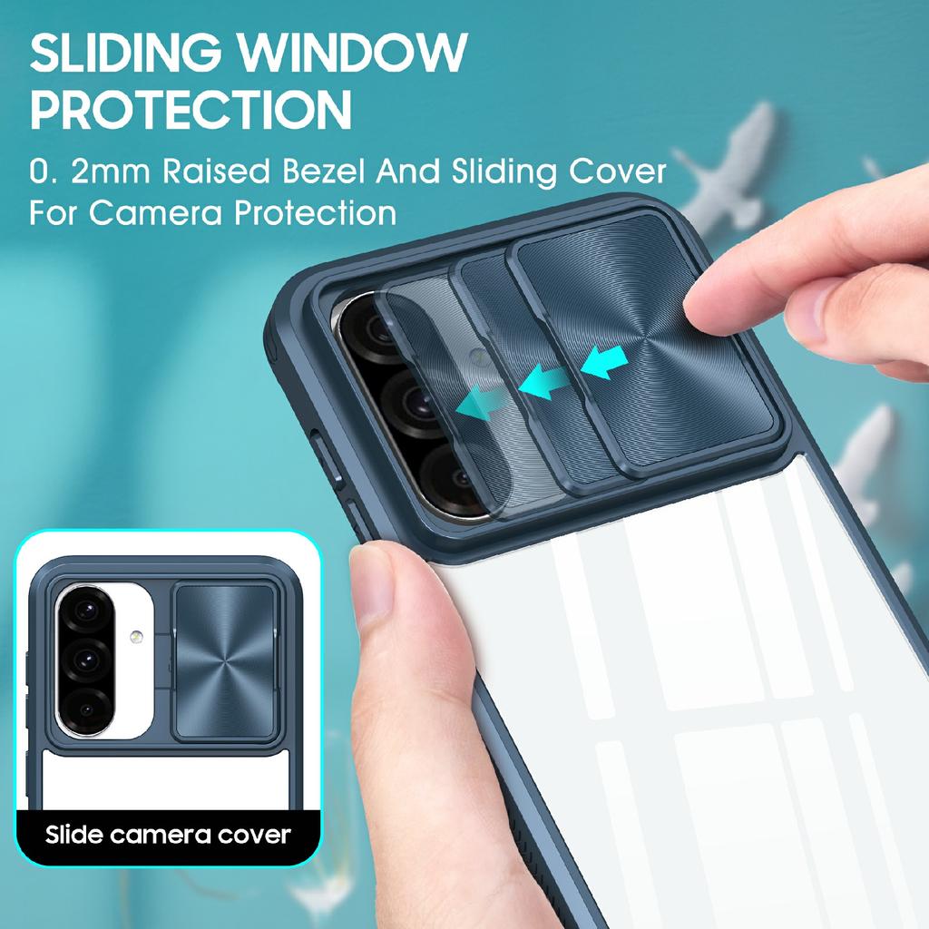 For Samsung Galaxy A56 5G Case TPU + PC Clear Phone Cover with CD-Veins Camera Lens Sliding Lid