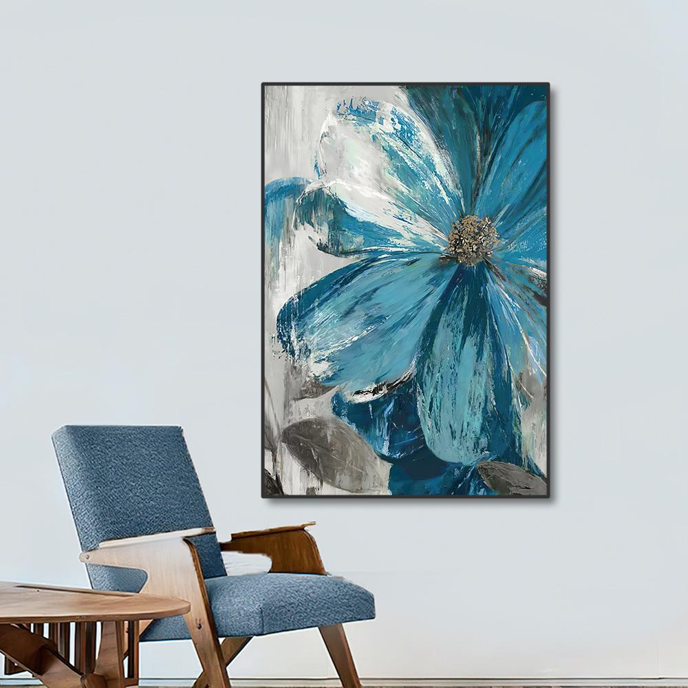 3pcs Blooming Life Botanical Print Wall Art Canvas Paintings Vintage Blue Paint Flowers Living Room Posters Wall Art Decoration