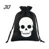 Cotton Linen Jewelry Bags Halloween Burlap Treat Bags, Pumpkin Ghost Bat Spider Witch Print Drawstring Gift Favors Candy Pouches for Cookies
