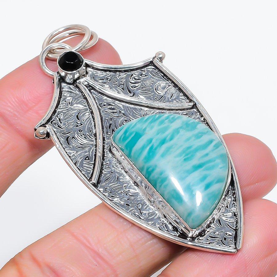 

Natural Amazonite, Spinel 925 Sterling Silver Jewelry Pendant 2.80 d3U01