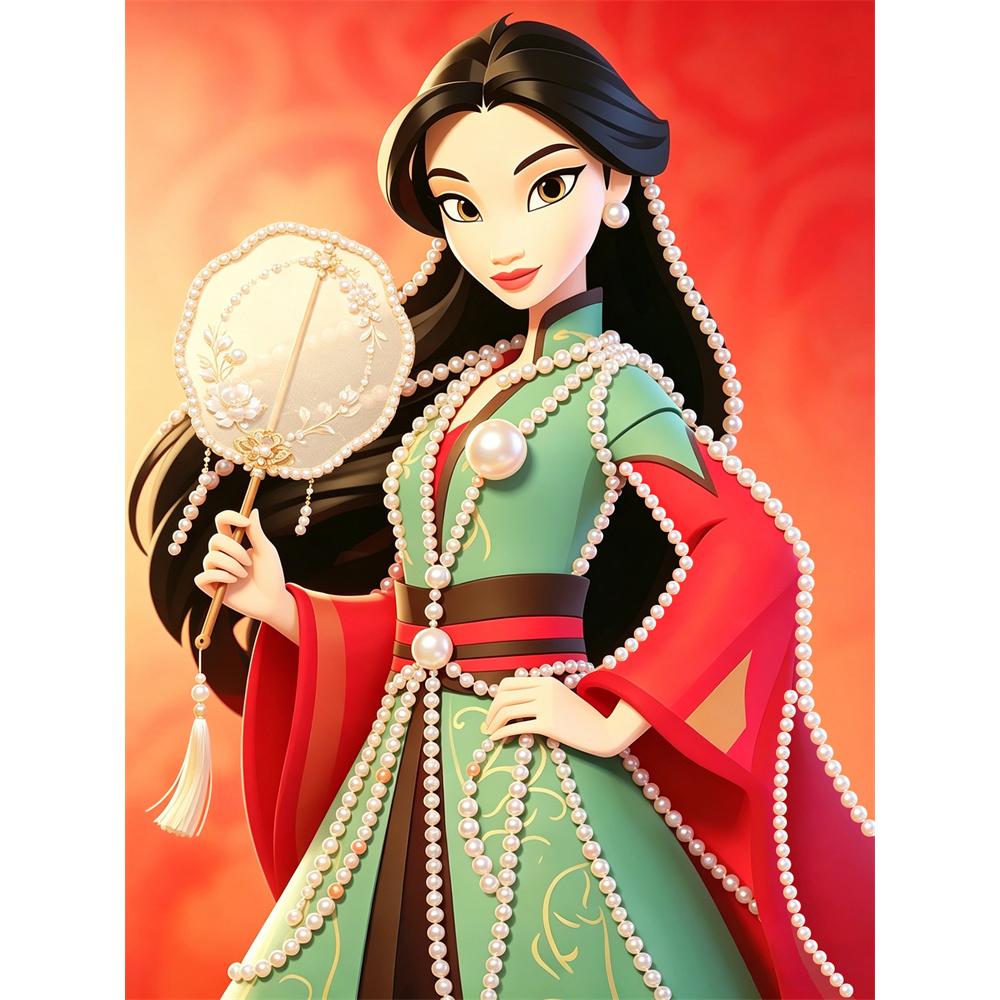 

Disney Pearl Painting Gentle Mulan DIY Pearl Art Pearl Painting Kit Pearl Art Painting Wall Suitable for Home Office Decoration Handmade Gifts 30x40