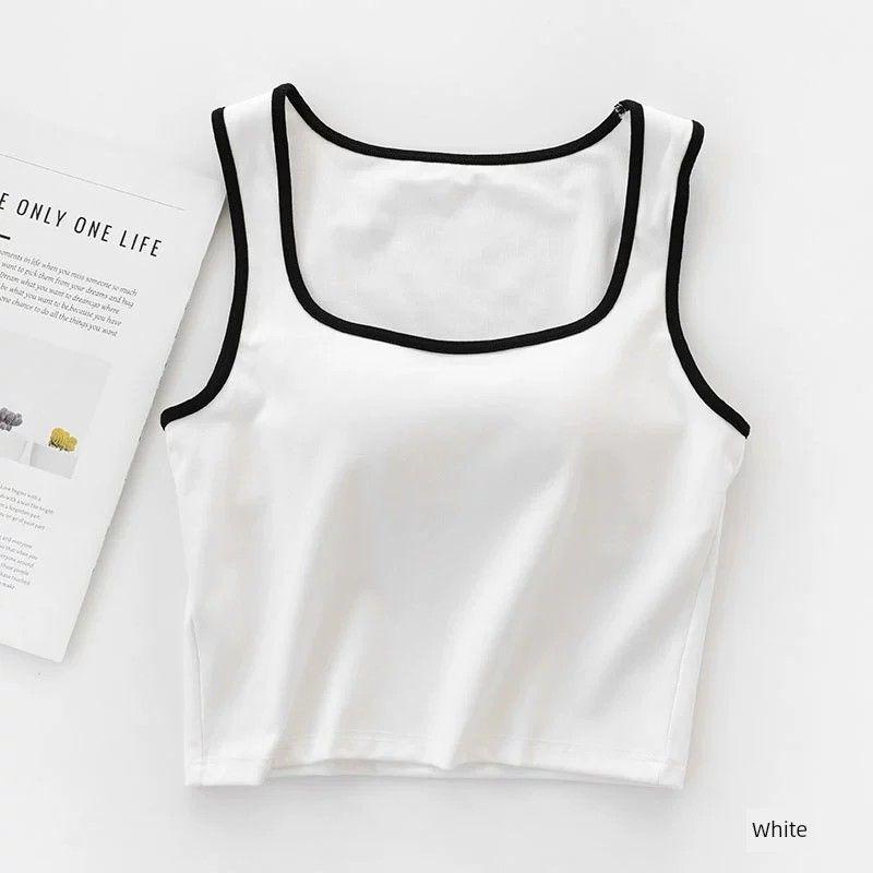 

Модальный укороченный топ с квадратным вырезом, майка без косточек White S