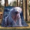 1pc White Tiger Moon Print Throw Blanket Polyester Fiber, Lightweight Flannel, Soft & Warm, All Season Use for Outdoor, Camping Digital Print