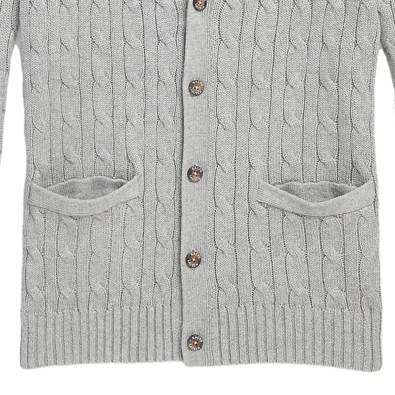 Polo Ralph Lauren Knitted Cardigan Ss23 Solid Color V-Neck Single-Breasted Long Sleeve Women cardigans Gray 323882842-001