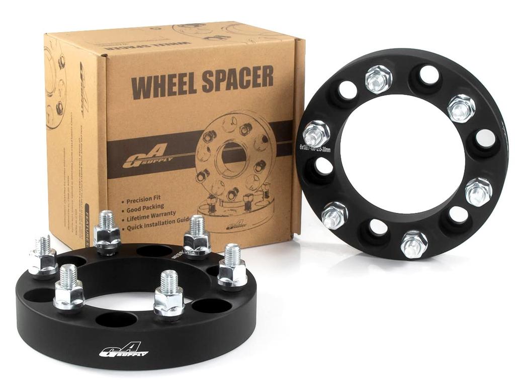 Gasupply Forged Wide Tread Inner Diameter 30mm Matte Black of Spacers, 6H, PCD139.7, 108.1, M12xP1.5, Thick, (Set 2)