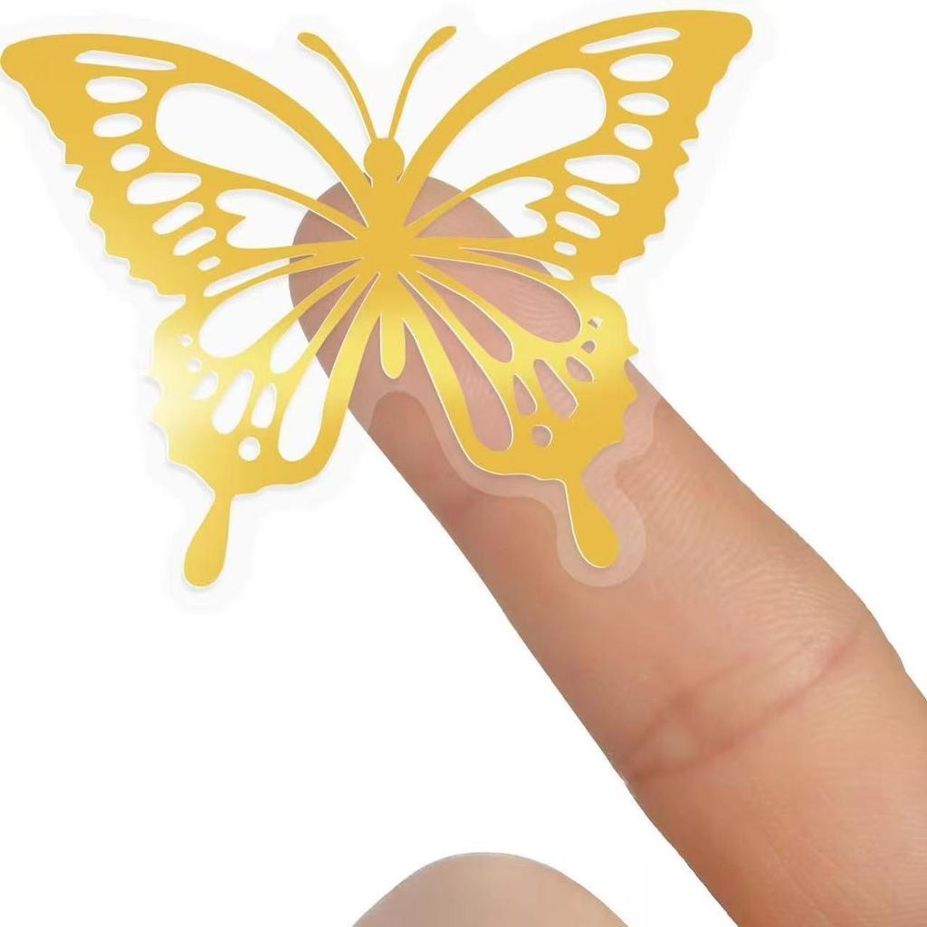 In Stock: 500 Gold Butterfly Hot Stamping Transparent Stickers for Gift Packaging Envelopes