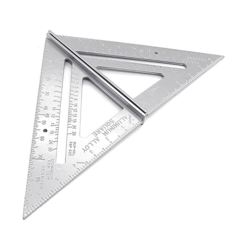 2Pcs/Set 18-25.5CM 10 Inch Aluminum Alloy 1pc Triangle Angle 1pc Ruler Oblong Shape Protractor Measuring Ruler Woodworking Tool