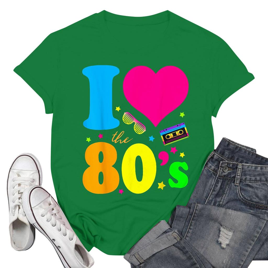 Women's Fashion Casual Days Of School Printed Short Sleeve Round Neck Pullover Tops