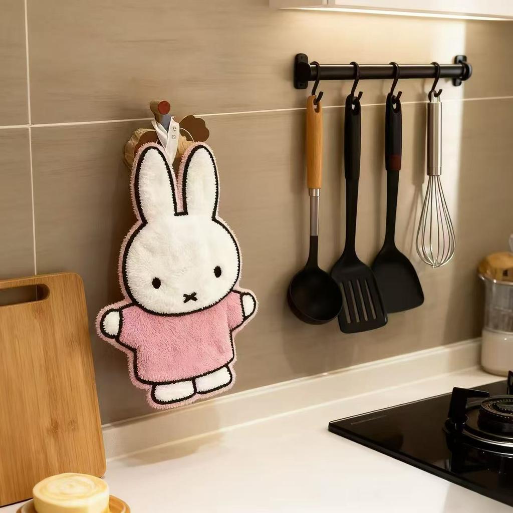 Kawai Miffy Rabbit Hand Towel Thickened Cartoon Wipe Cloth Versatile Household Supply Bathroom Kitchen Washroom Home Decoration