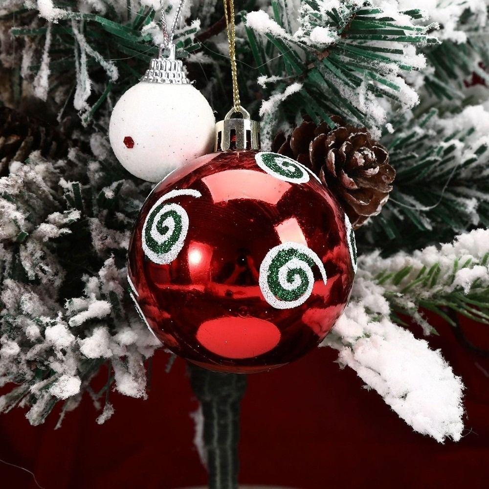 6Pcs 6cm Plastic Christmas Ball Festive atmosphere Painted Christmas Ornaments Ball Set Xmas Tree Decor Christmas Ball Pendant