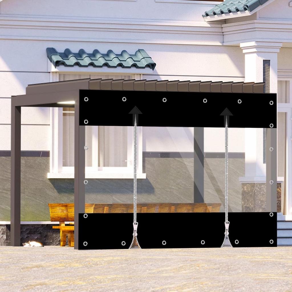 420 G/m² PVC Tarpaulin Transparent with Zip, Waterproof Tarpaulin for Outdoor Furniture, Porch, Pergola