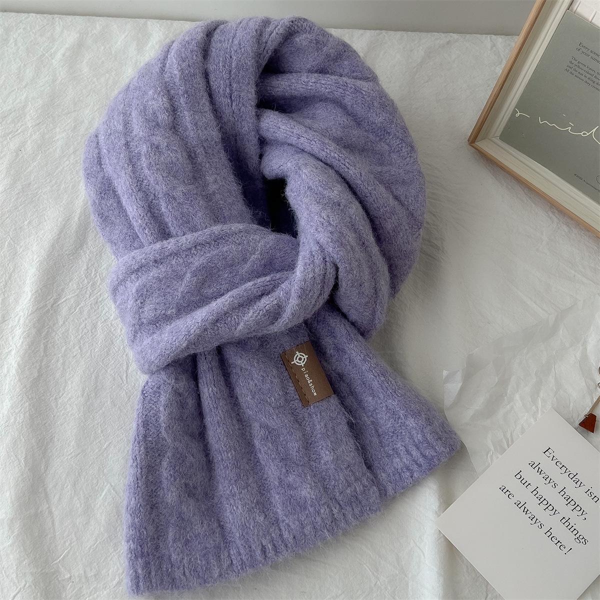 

Retro Linen Pattern Korean Versatile Solid Color Wool Blend Scarf for Women Warm Couple Style Versatile Scarf for Winter