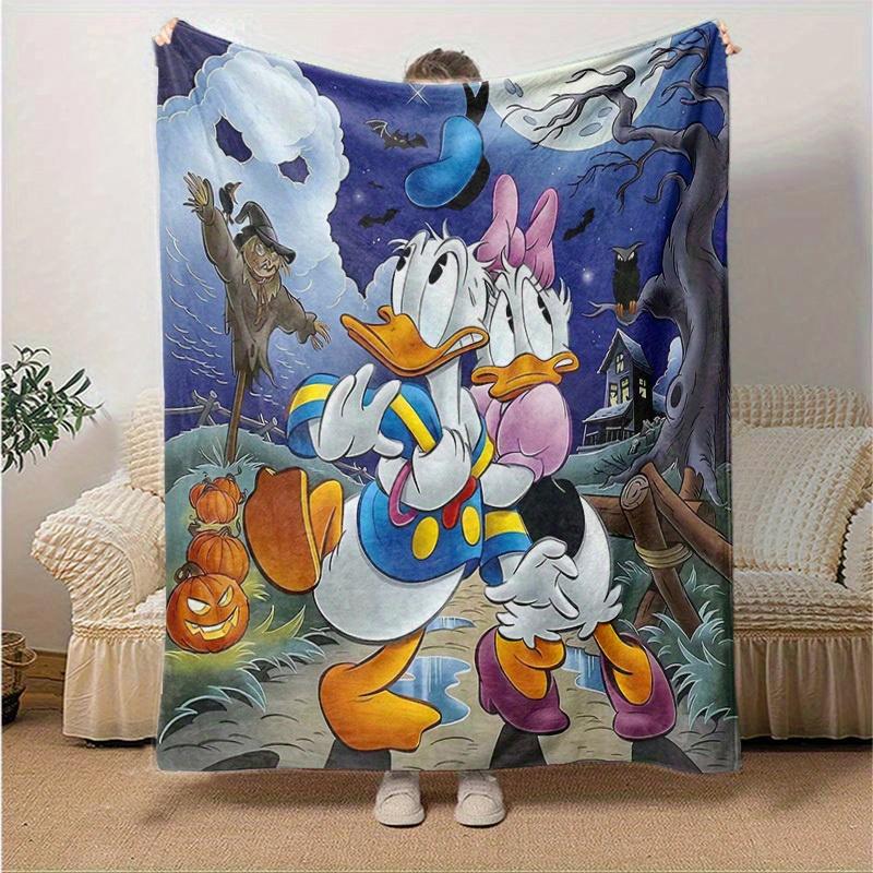 1pc. Halloween Themed Cartoon Duck Couple Blanket, Seasonal Home Decorative Throw for All Seasons, Cute Gift Idea for Friends and Family, Li