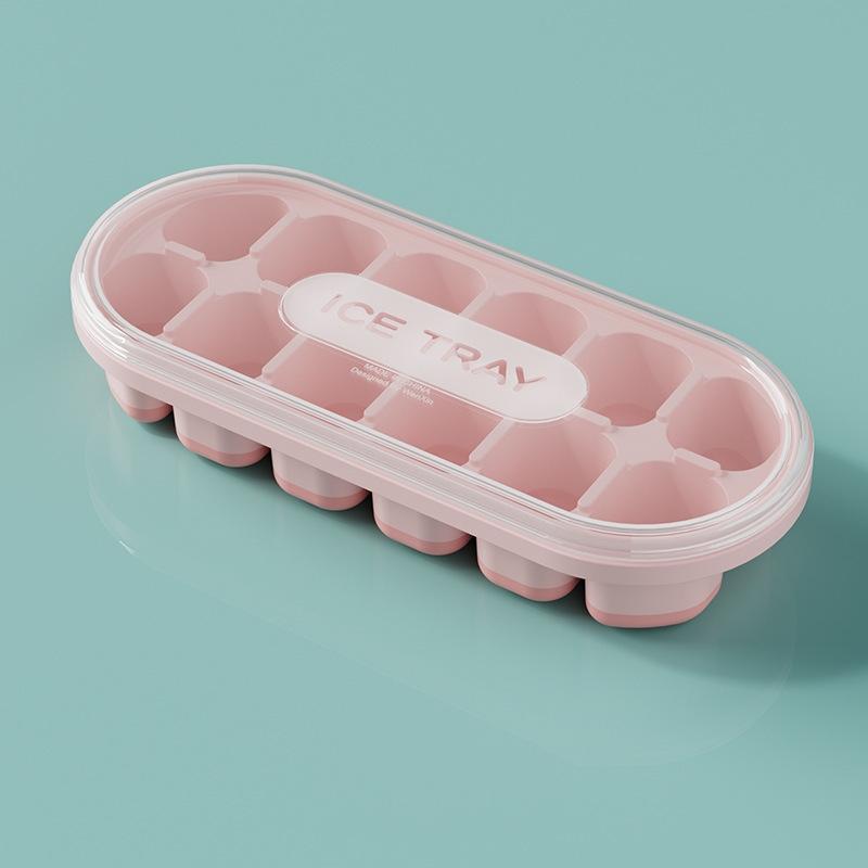 12 Grid Single-Layer Tray With Transparent Ice Storage Box Ice Cream Ice Cube DIY Homemade Refrigerated Drink Kitchen Tools