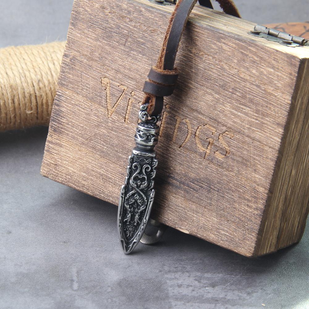 Viking Dragon Spear Pendant Necklace with Chain, Men s Gift, As A Jewelry Gift