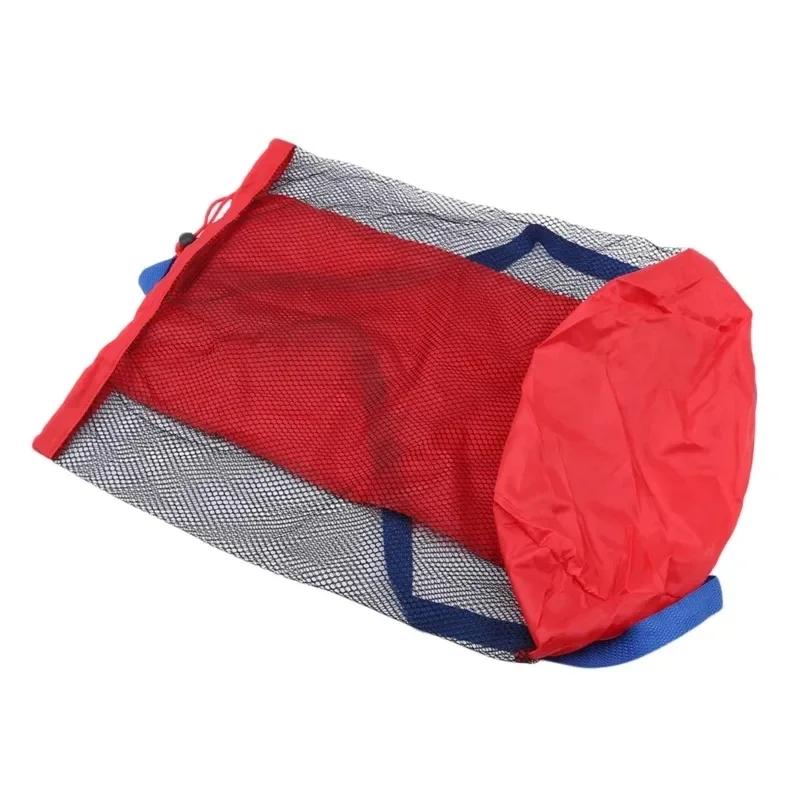 1Pcs Beach Bag Foldable Portable Mesh Swimming Bag For Children Beach Toy Baskets Storage Bag Outdoor Swimming Waterproof Bags красный