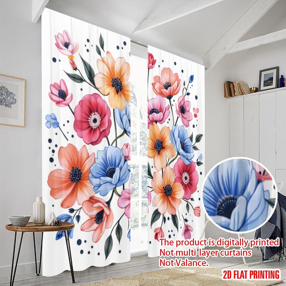 2pcs,2D plane printing Contemporary Curtains Floral Symphony Versatile 100% Polyester (without rod) Room Decor for Bedroom