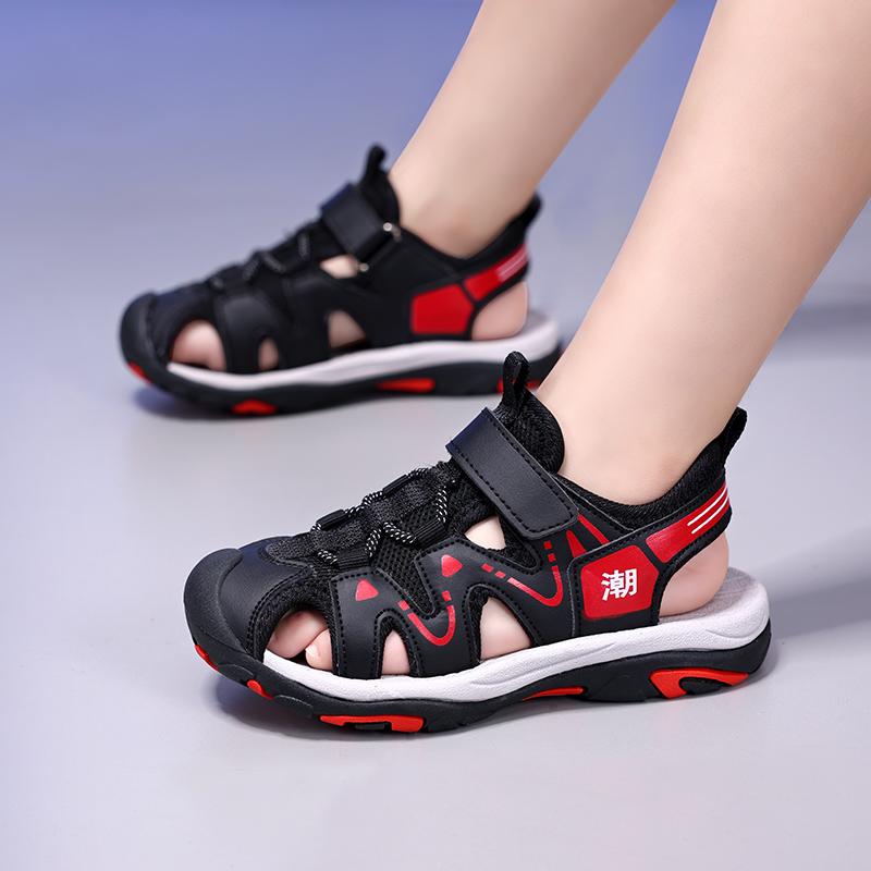 Chłopięce sandały sportowe plażowe z zamkniętymi palcami i obrotowym guzikiem dla chłopców Sandały sportowe dla dziewcząt Sandały dziecięce