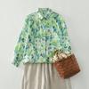 Retro Floral Cotton Linen Lapel Long Sleeve Women's Shirt - 2026 Spring Collection