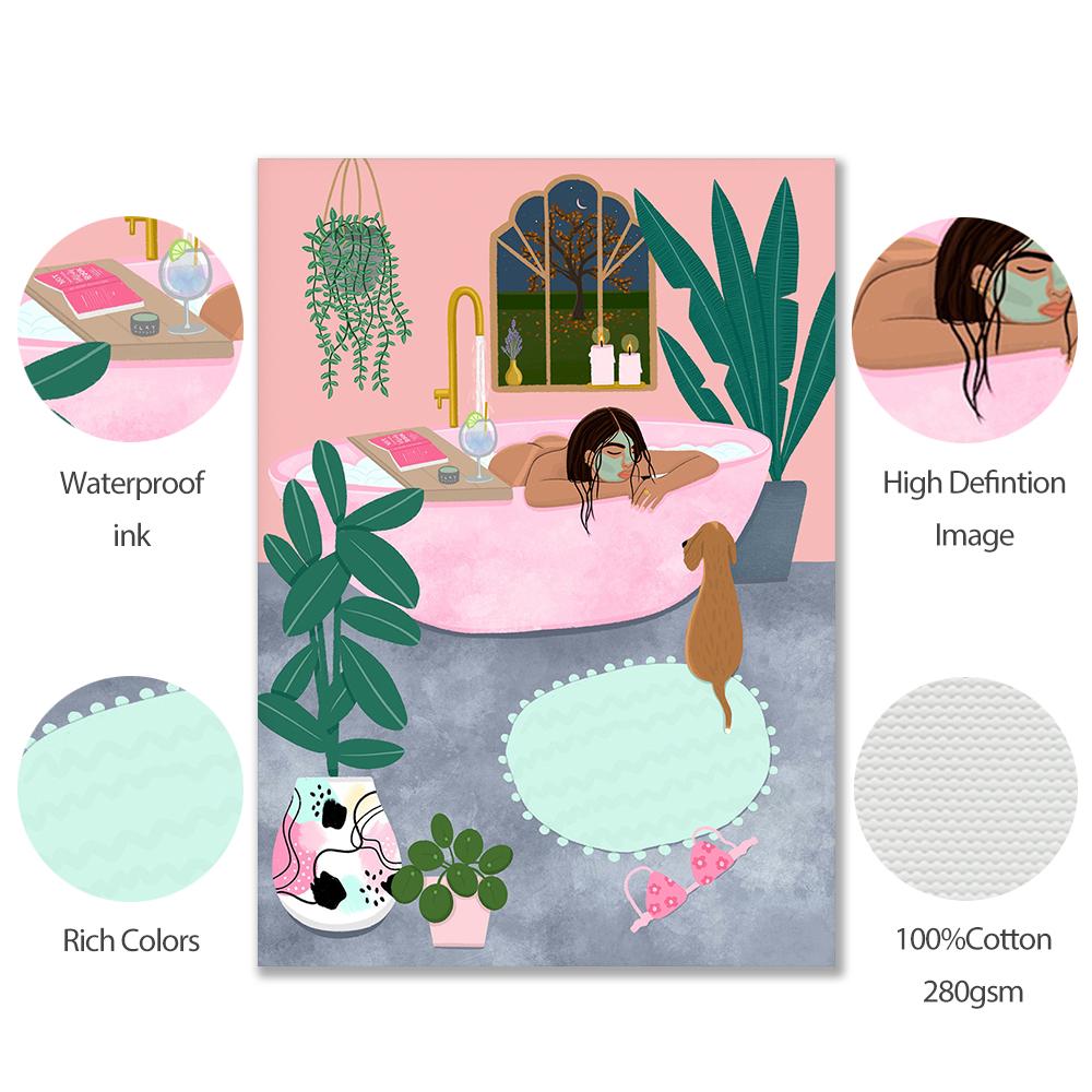 Floral Animal Print Pink Bedroom Hallway Poster Wall Decor Positive Quote Colourful Canavs Painting Kitchen Office Decor Picture