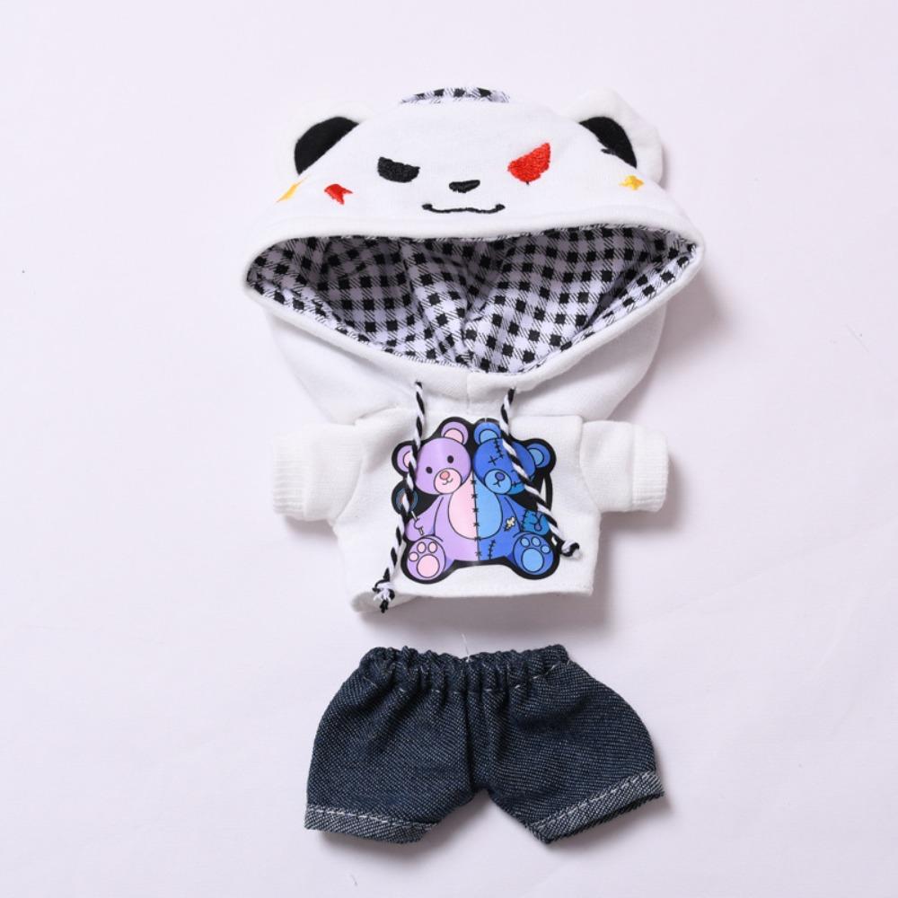 Jeans Sitting Labubu Time Cloth Funny Bear 17cm Plush Dolls Clothes  Kids Girls Toys