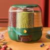 Grains Separate Storage Box Rotating Rice Bucket Food Grade Household Bean Storage Tank Large 6.5kg Green