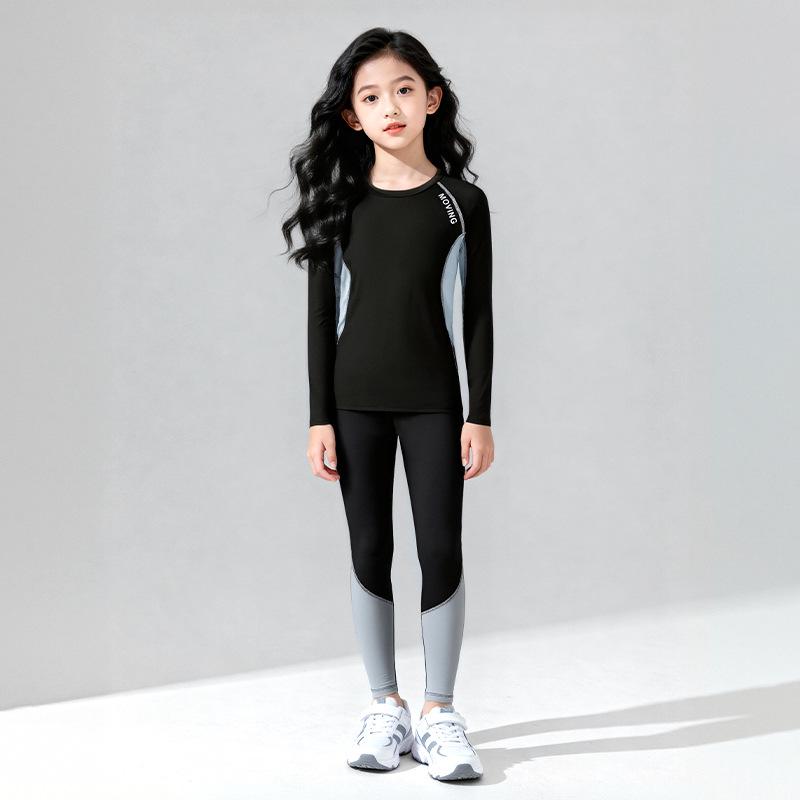 Dětský lyžařský oblek HuiLi: Dámské podvlékací triko na podzim a zimu, teplé, s rychleschnoucím povrchem a sametovou podšívkou.