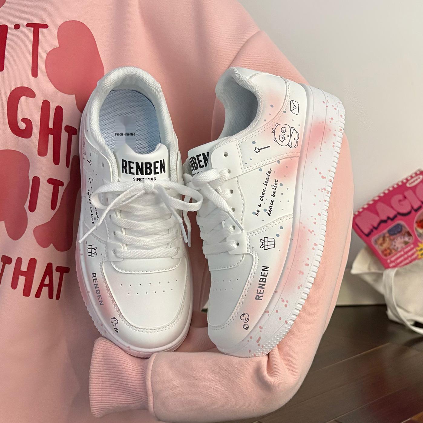 Men s Autumn 2025 Trendy Graffiti Skate Sneakers - Cool, Versatile, Casual Unisex White Shoes 39