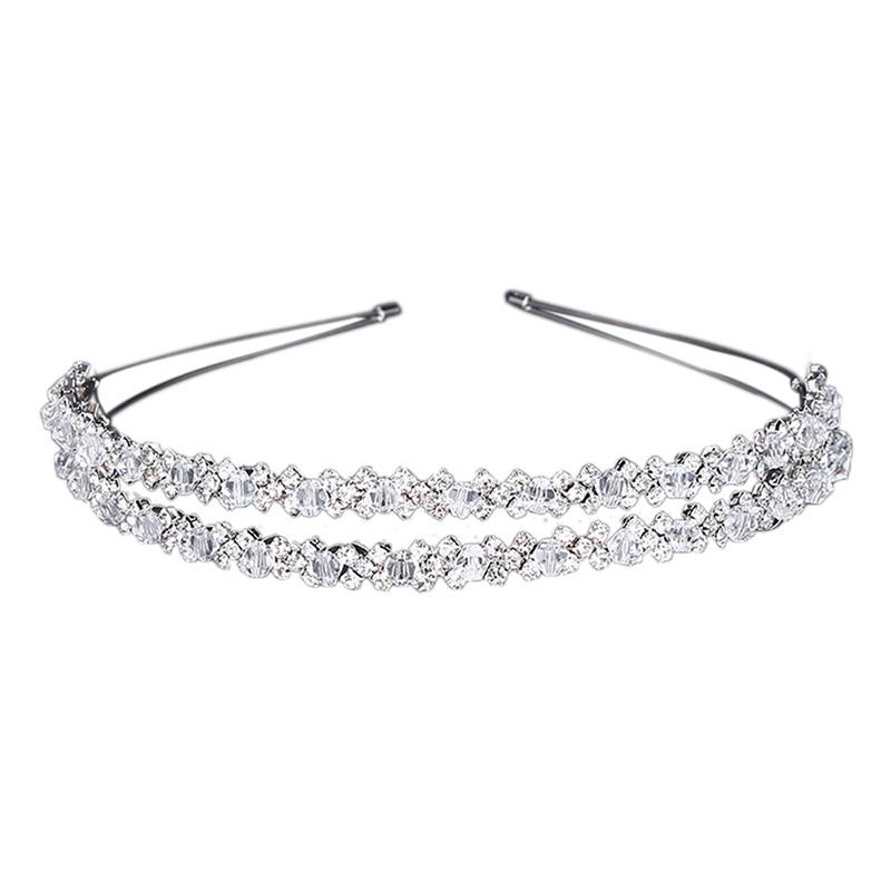 Tiara Opaska Ślubna Korona Ślubna Ręcznie Robiona Podwójna Warstwa Opaska do Włosów Ślubna