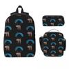 Paragliding Flying Sloth Skydiving Backpack BookBag School Bag Computer Shoulder Bags 3ps Insulated Lunch Bag Pencil Case