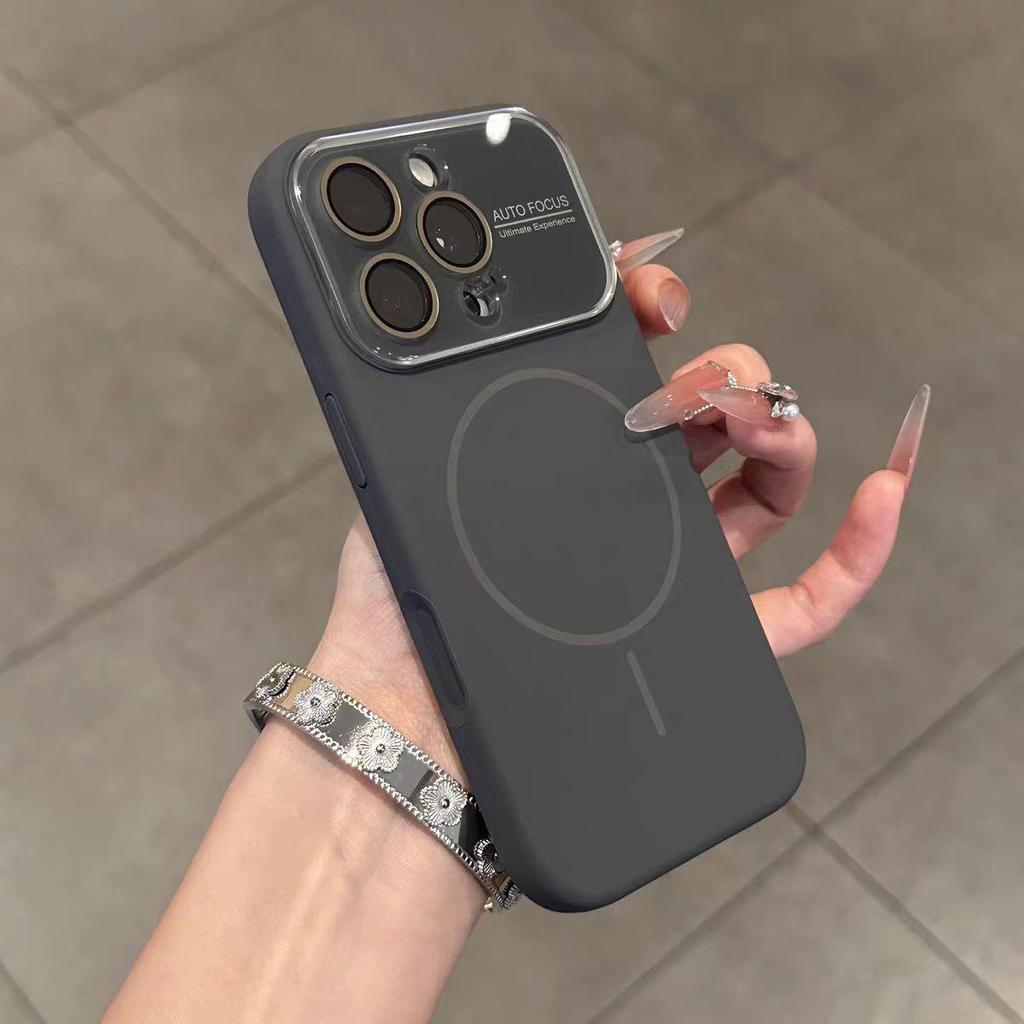 Magnetic Liquid Silicone iPhone Case: Compatible with Apple 17, Enhanced Aesthetics, Large Window Design.