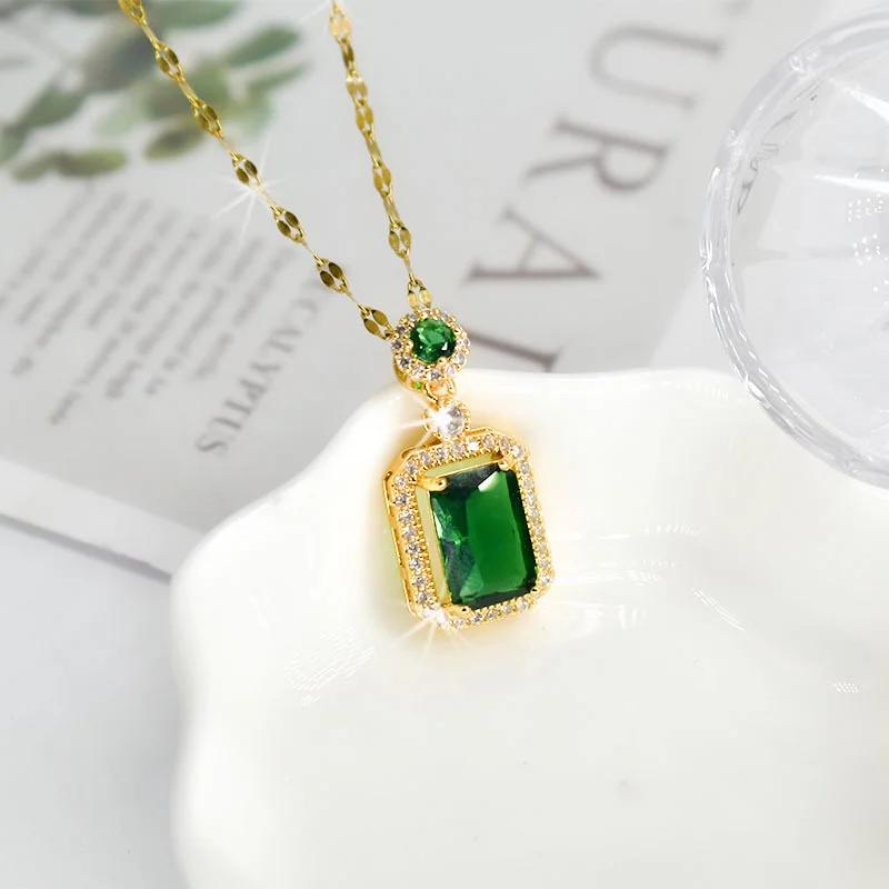 Squisita moda bottiglia di profumo di smeraldo collana orecchini anello set da 3 pezzi set classico di gioielli per banchetti nuziali regalo di compleanno