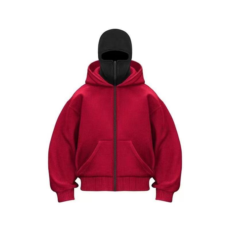 Unisex Sweatshirt med Dubbel Huvuva och Maskerad Dragkedja - Höst Lätt Bräda Edition