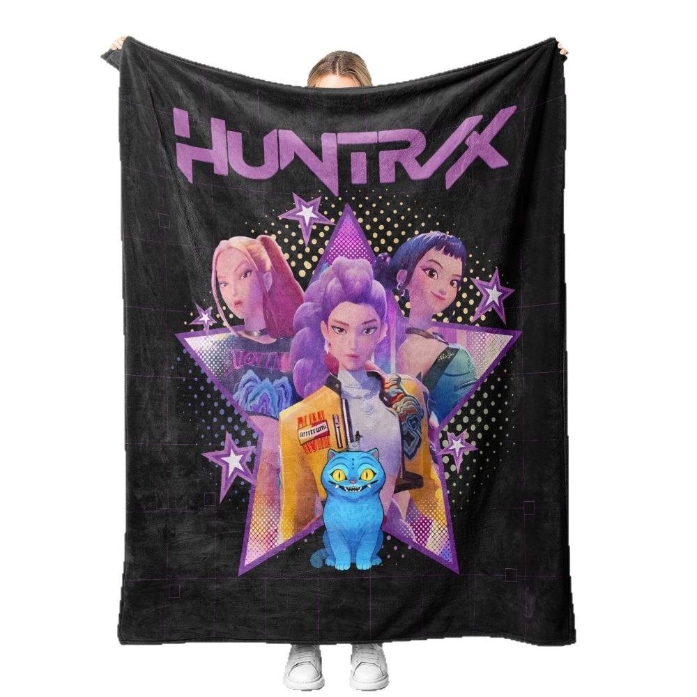 K-Pop Demon Hunters Plush Throw Blanket Custom Name All Season Gift for Girls Boys Soft Novelty Warm Blanket