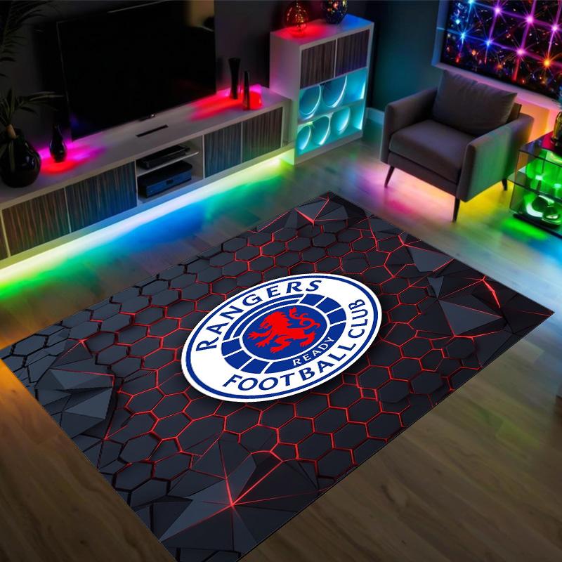Rangers FC Design Crystal Velvet Carpet Cozy Non?Slip Printed Rug For Bedroom Living Room Entrance