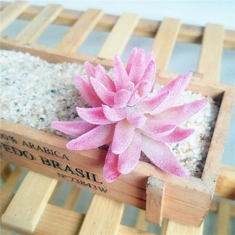 

1 Pc Artificial Simulation Flower Head Mini Flocked Lotus Succulent Plant DIY Landscape Home Garden Decoration