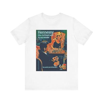 Hennessy Retro Art Grafikdruck Rundhals Unisex Jersey Kurzarm T-Shirt