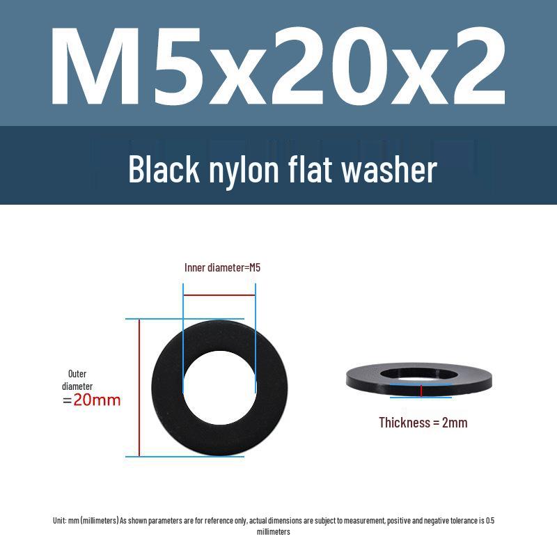 Yigu High-Temperature Insulated Black Nylon Flat Washer (M2, M3, M10, M16, M24)