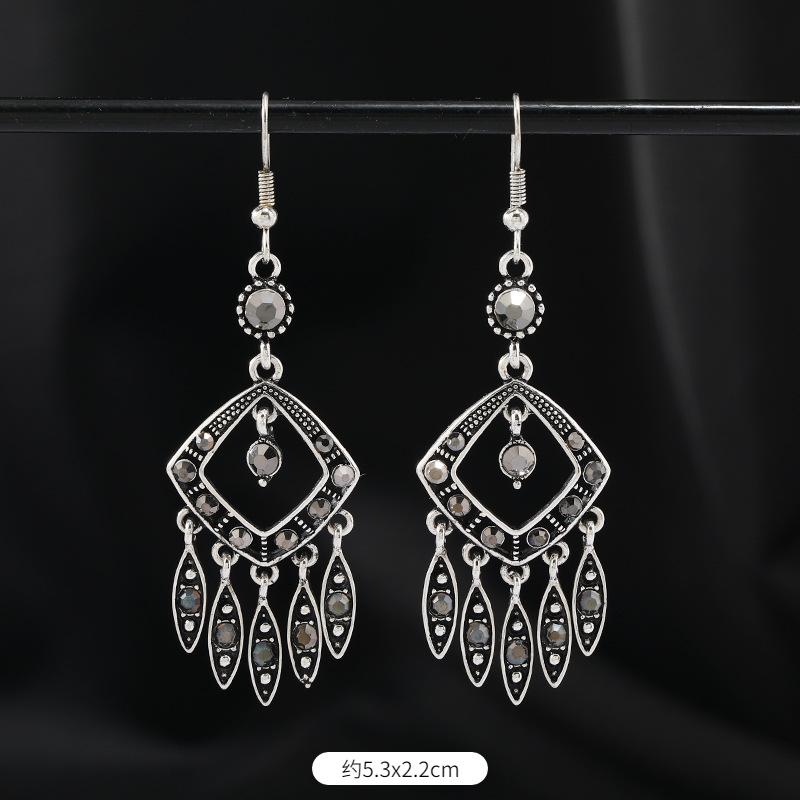 Original Design Earrings Retro Court Fringed Temperament Earrings Women's Long Crystal Ear Jewelry
